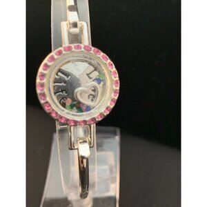 Avon Silver Tone Bangle Rhinestone Bracelet Many Blessings Love Life (1632-1-2)